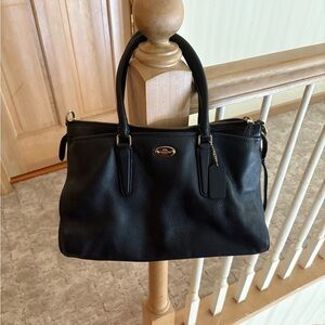 COACH Morgan Luxury Navy Pebbled Leather Satchel Shoulder Bag